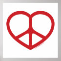 Red Heart of Love, Peace Sign posters