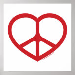 Red Heart of Love, Peace Sign posters