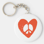 Red Heart Peace Sign Keychain