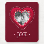 Red Heart Photo Monograms Personalised mousepad