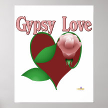 Red Heart Pink Rose Gypsy Love Posters