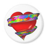 Red Heart Ribbon Magnets