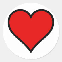 Red Heart Round Sticker