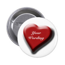 Red heart single customisable badges pin