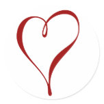Red Heart Round Stickers