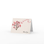 Red Heart Tree on Ivory Wedding Thank You Greeting Cards