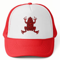 red hearts frog mesh hat