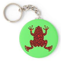 red hearts frog keychain