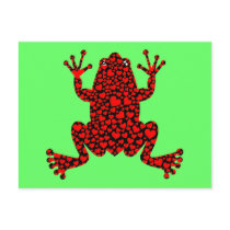 red hearts frog post cards