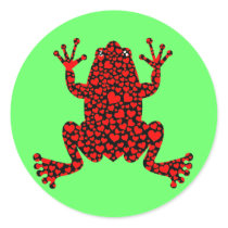 red hearts frog sticker
