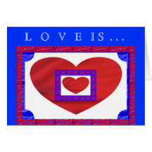 Red Hearts on White and Blue w Lattice Cards