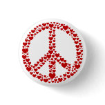 Red Hearts Peace Sign Button
