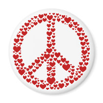 Red Hearts Peace Sign Magnet