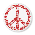 Red Hearts Peace Sign Magnet