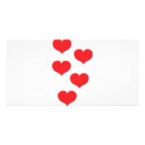 red hearts personalized photo card