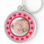 Red hearts pink love photo frame keychain