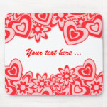 Red Hearts with flowers mousepad