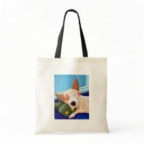 Red Heeler Cuddling Frog Painting Canvas Bags