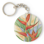 Red Heliconia Tropical Flowers Painting - Multi keychains