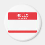 Red - Hello, my name is (your text) Magnet