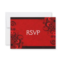 Red Hibiscus Elegant Custom RSVP Response Cards Personalised Invitations