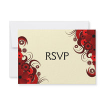 Red Hibiscus Elegant Custom RSVP Response Cards Custom Announcement