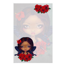 "Red Hibiscus Fairy" Stationery