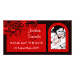 Red Hibiscus Floral Save The Date Photo Cards
