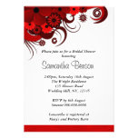 Red Hibiscus Floral Wedding Bridal Shower Invites