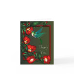 Red Hibiscus Green Hummingbird Thank You Cards
