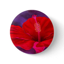 Red Hibiscus Tropical Flower Painting - Multi