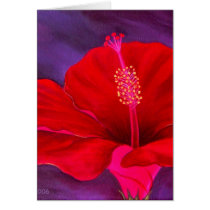 Red Hibiscus Tropical Flower Painting - Multi