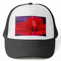 Red Hibiscus Tropical Flower Painting - Multi