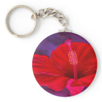 Red Hibiscus Tropical Flower Painting - Multi