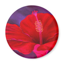 Red Hibiscus Tropical Flower Painting - Multi