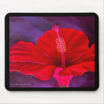 Red Hibiscus Tropical Flower Painting - Multi