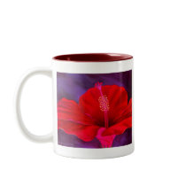 Red Hibiscus Tropical Flower Painting - Multi Coffee Mug