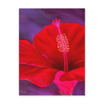 Red Hibiscus Tropical Flower Painting - Multi