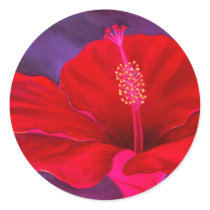 Red Hibiscus Tropical Flower Painting - Multi