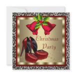 Red High Heel Shoes Leopard Christmas Party invitations