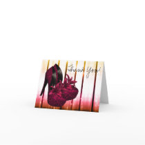 Red High Heel Shoes Thank You Cards