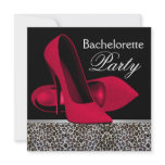 Red High Heels Red Leopard Bachelorette Party invitations