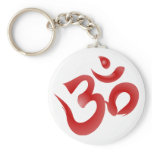 Red Hindu Symbol Om Aum Devanagari Calligraphy keychains