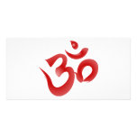 Red Hindu Symbol Om Aum Devanagari Calligraphy photo cards