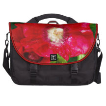 Red Hollyhock Flowers Laptop Bag