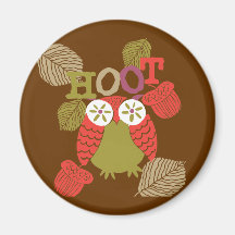 Red Hoot Owl Fridge Magnet