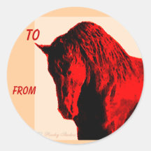 Red Horse Gift Tags Round Sticker