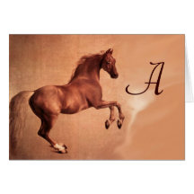 RED HORSE MONOGRAM GREETING CARD