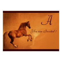 RED HORSE Party Gold Metallic Personalised Invitations