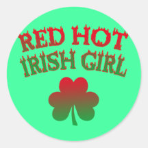 Red Hot Irish Girl Round Stickers